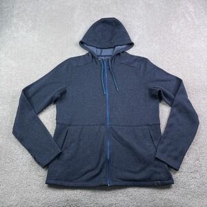 LL Bean Hoodie Womens Large Blue Full Zip Hooded Sweatshirt Thumbholes